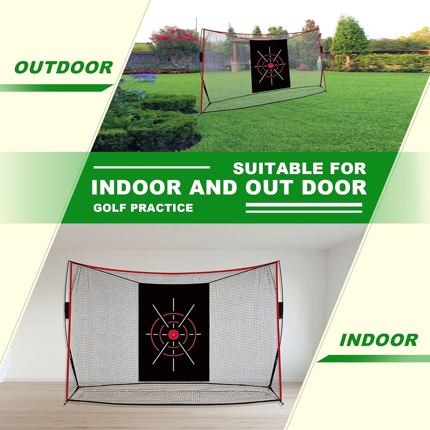 Thicker Heavy Duty Golf Practice Net for Backyard (10x7ft) – Hitting and Chipping Net with Target Cloth, Indoor Outdoor Golf Netting for Garage, Real Ball Training Aid