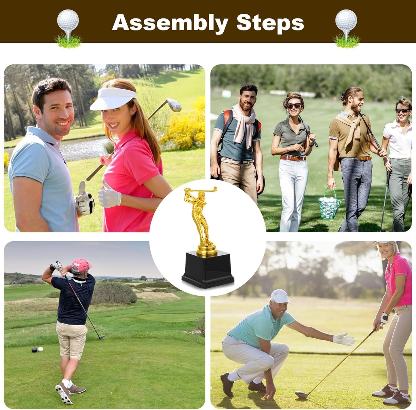 4 Pack Golf Trophy 6.7 x 3 Inch Gold Golfer Award Trophy Bulk Plastic Golfing Cup for Adults Reward Party Prop Golf Tournaments Competitions