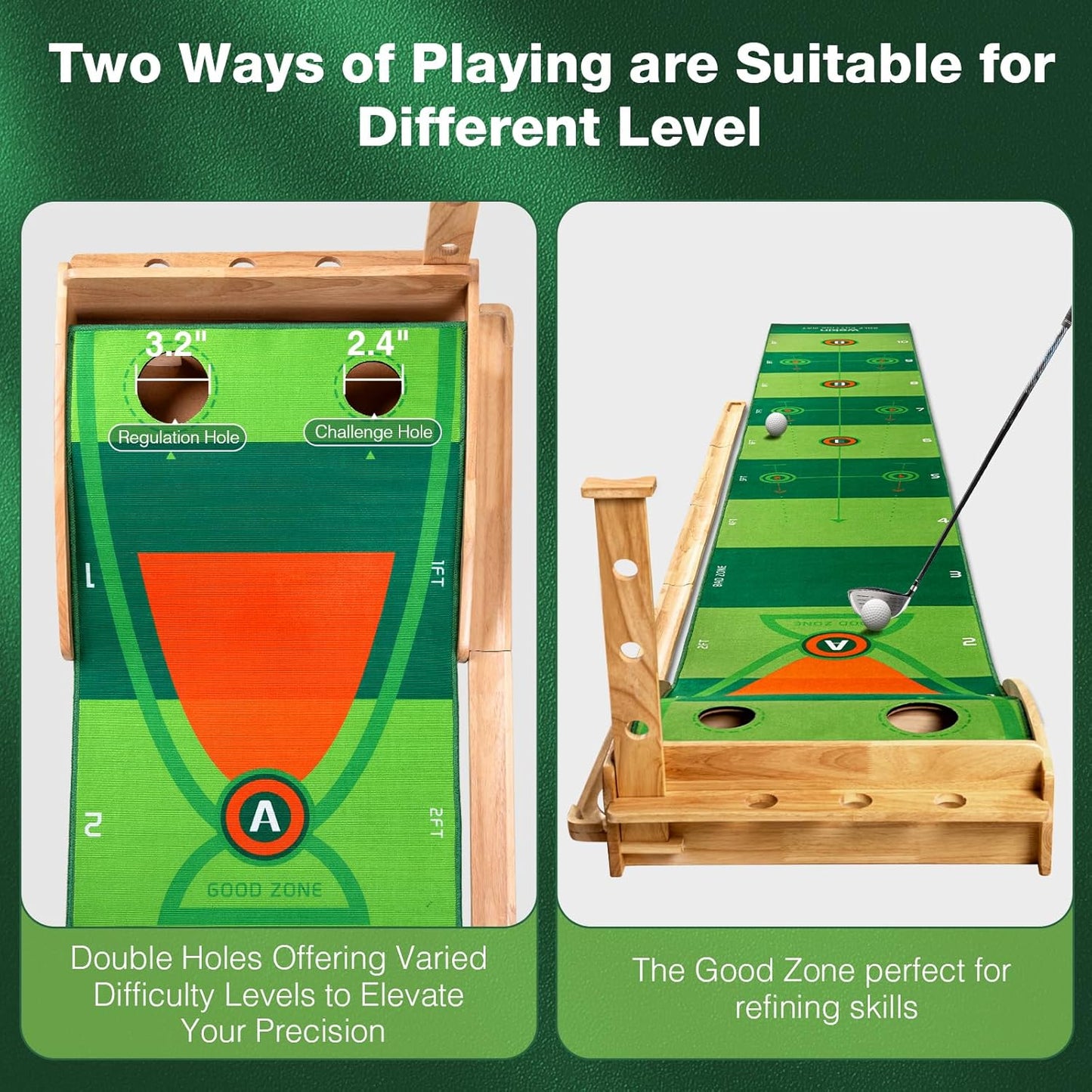 Wekin Indoor Putting Green with Auto Ball Return,11 Foot Golf Practice Putting Mat,Ideal Training Putting Mat for Beginners & Advanced Players