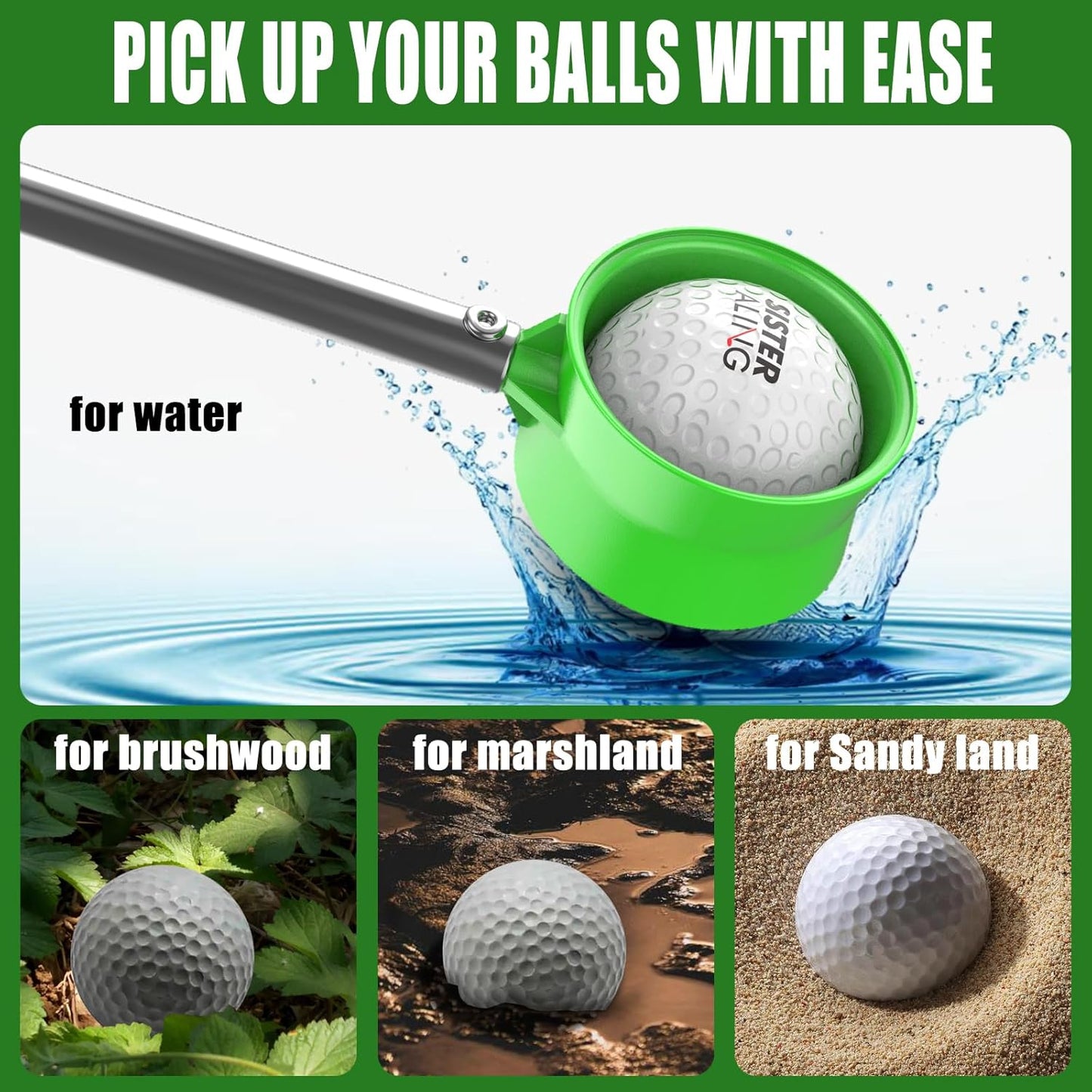 9ft/12ft Water Telescopic Golf Ball Retriever，Classic and Durable Stainless Steel Picker Upper, The Best Accessory Gift for Men and Women Golfers.