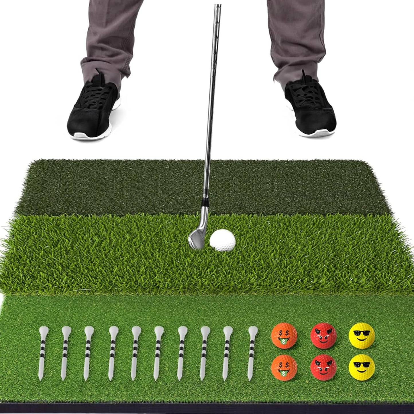 JAYA Golf Hitting Mat with Heavy Rubber Base, Foldable Golf Practice Mat for Indoor and Outdoor Training, Fairway & Rough Turf for Swing and Chipping