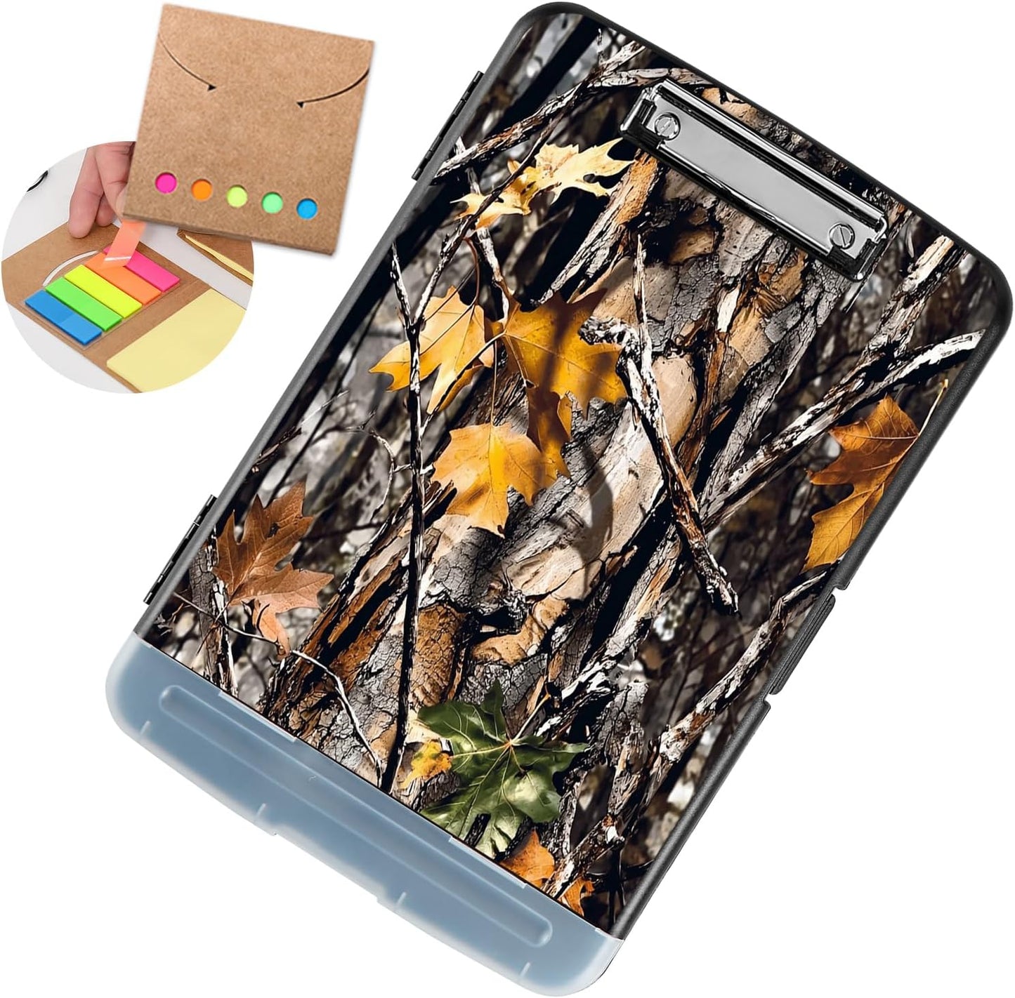 Clipboard with Storage - Large Capacity,Nursing Clipboard with Pen Holder,Heavy Duty,Plastic Side-Opening Folder for Teacher,Nurse - Camouflage Tree