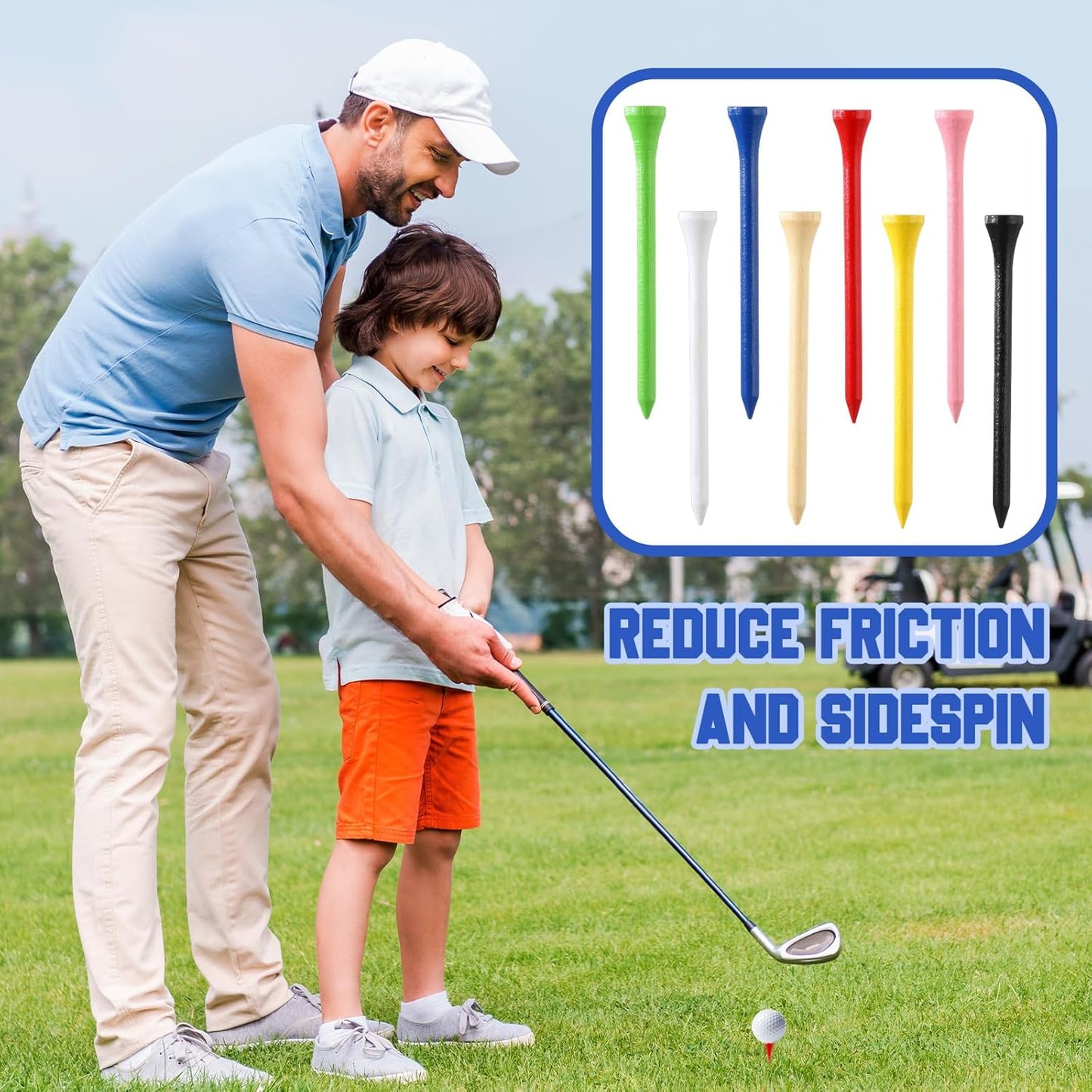 Mudder 2000 Pcs Bamboo Golf Tees Bulk Professional Golf Tees Reduce Friction Side Spin for Club Men Women Kids Accessories