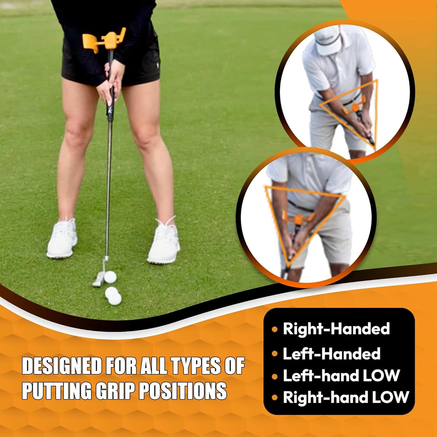 Orange Whip Golf Putting Aid Trainer, Patented Short Game Golf Swing Training for Precision and Accuracy, Made in USA by Orange Whip