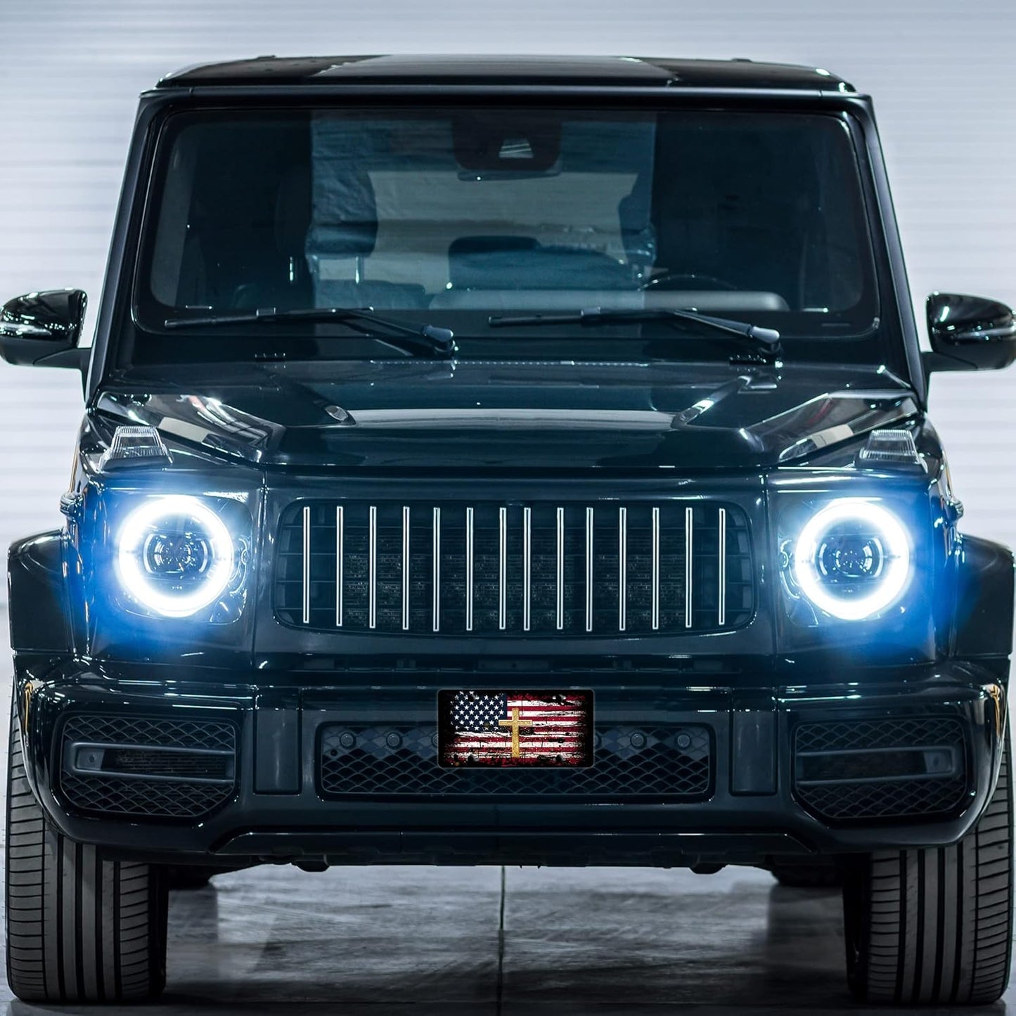 License Plate,American Flag Jesus Cross License Plates Decorative Car Front License Plates,Vanity Tag,Metal Car Plate,Aluminum Novelty License Plate,6 X 12 Inch (4 Holes)