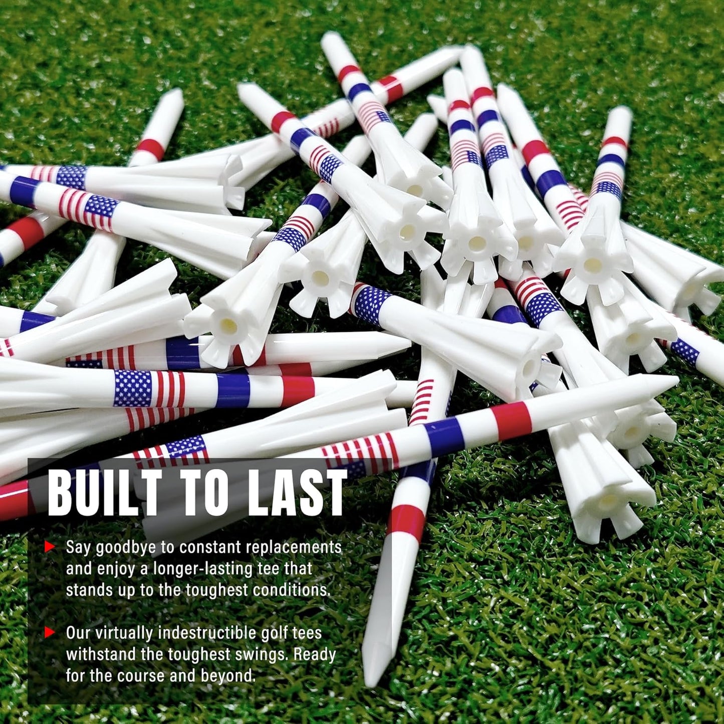 Premium Golf Tees - 5-Prong & 4-Prong Anti-Slip, Enhanced Stability, Unbreakable Golf T 3-1/4" for 360cc Drivers, Ideal Gift for Golfer