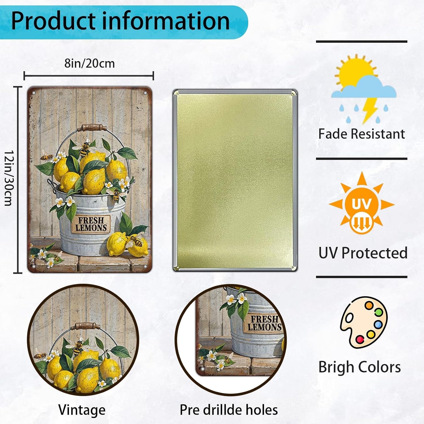 Funny Welcome Lemon Tin Sign 12x8 Inch Yellow Lemon Home Sweet Home Lemon Outdoor Street Metal Tin Tin Sign Home Kitchen Garden Restaurant Man Cave Wall Decor