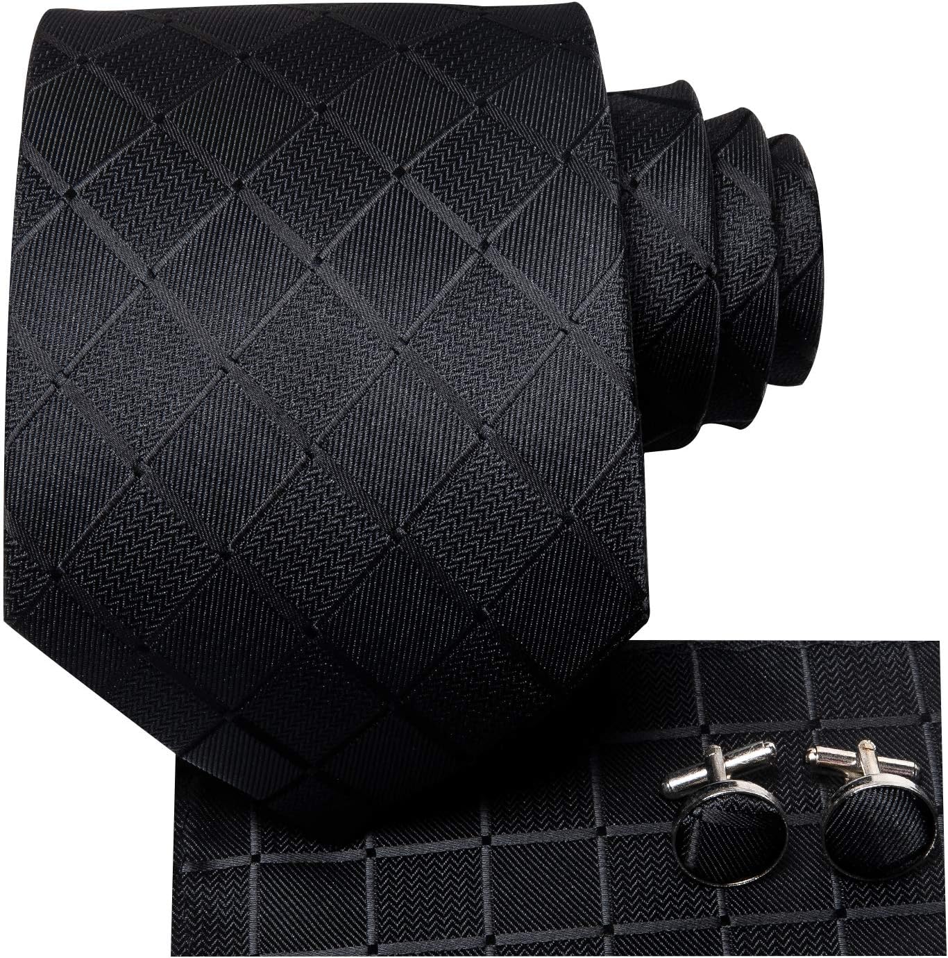 Hi-Tie Men 63inches Tie Set Extra Long Necktie Paisley Tie Pocket Suqare Cufflinks Big and Tall Men Tie