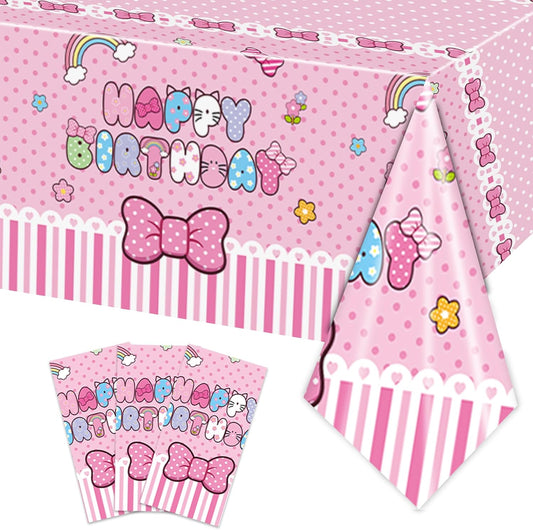 3 Pcs Cute Cartoon Cat Rectangular Plastic Tableware,Perfect for Birthday Celebrations and Party Decorations，54 x 108inch