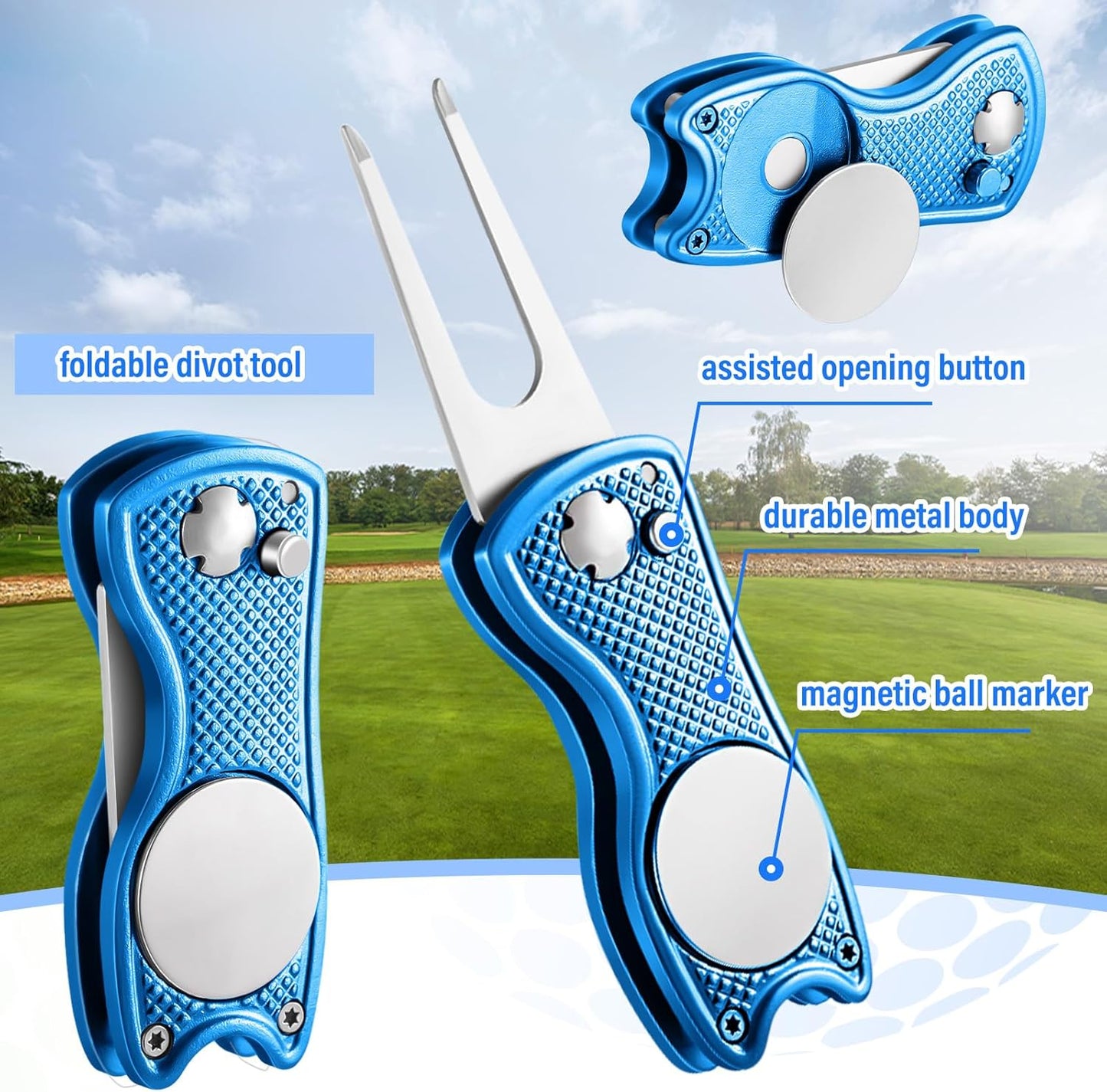 Liliful 12 Pcs Golf Accessories Kit, Include Golf Ball Bag with Hook Towel Tees Magnetic Ball Marker Divot Tool Cleaner Brush for Women Man Gifts