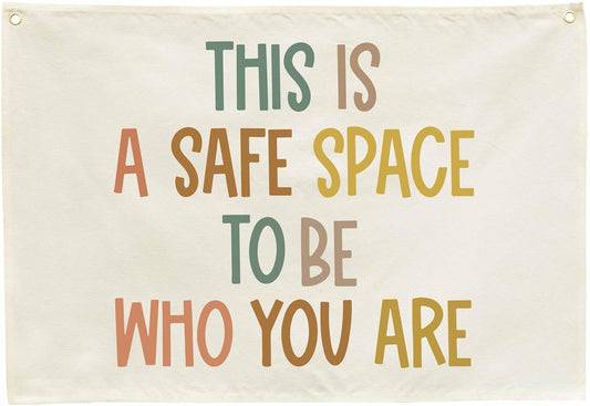 Classroom Poster-Inclusive Classroom Wall Decor-Welcome Present-Teacher Gift-Hanging Rectangle Banner Flag Wall Decor-Christmas Gift-This Is A Safe Space To Be Who You Are-28.5"L×20"W