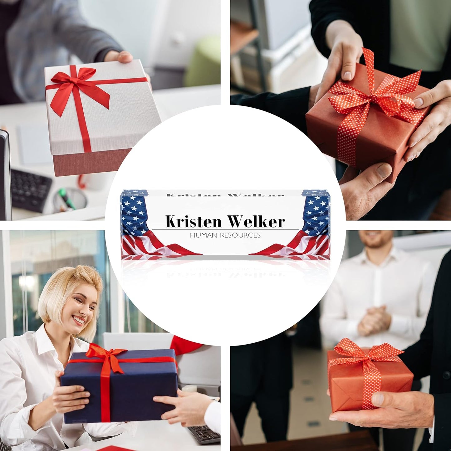 Personalized Name Plate for Desk Custom Acrylic Desk Name Plate Custom Employee Appreciation Gifts Office Gifts for Women, Men, Boss, Coworkers, Teacher, Nurse (Flag)