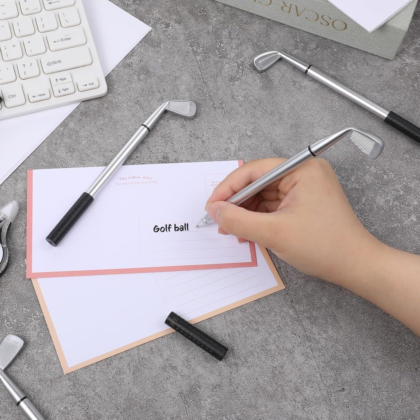 50PCS Golf Ballpoint Pen, Black Gel Ink Medium Point Pens (1.0mm) Mini Golfing Club Props Decorative Ergonomic Funny Sports for Office Coworkers Boss Dad Souvenirs