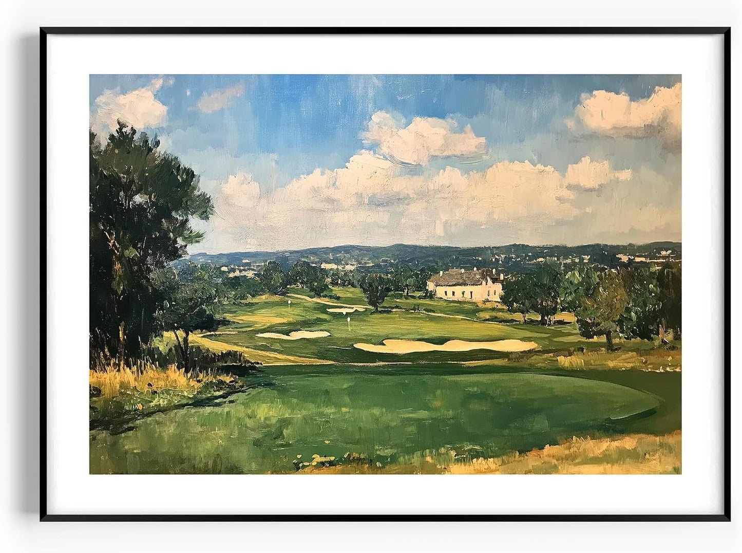 Vintage Golf Course Premium Giclee Fine Art Prints - Antique Style Golf Course Painting Posters, Golf Wall Art, Aesthetic Golfing Poster for Home Office Decor, Ready to Frame