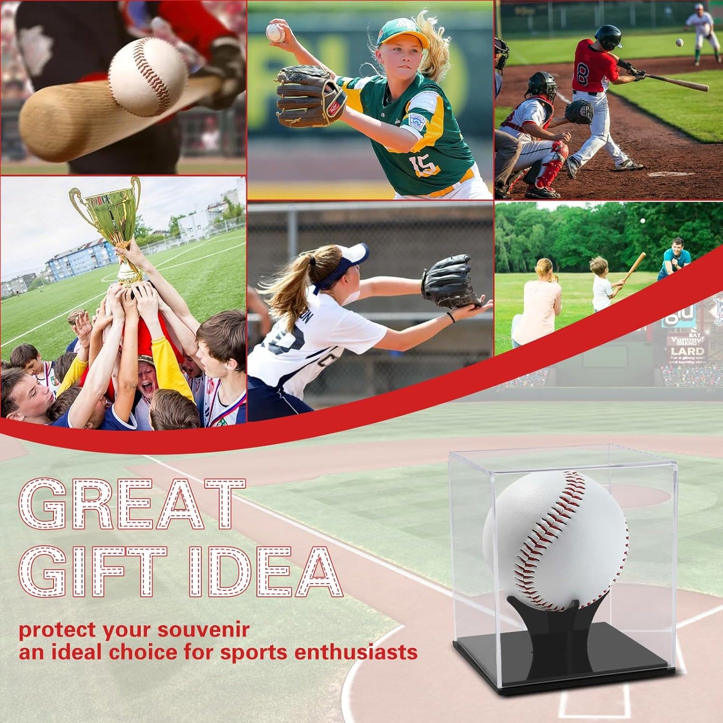 Baseball Display Case, Acrylic Baseball Case for Display, UV Protected Baseball Display Cube, Autographed Baseball Clear Display Case -4pack for Official Size Ball