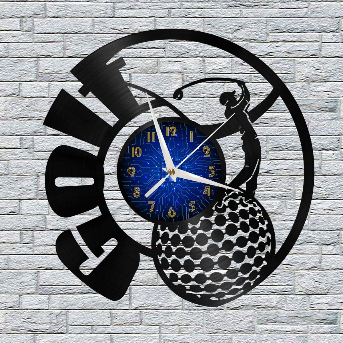 Golf Club 12 Inch Vinyl Record Wall Clock - Silent, Creative, and Unique Clock for Living Room, Entryway, or Bedroom Decor Idea(12 inchs B Without LED)