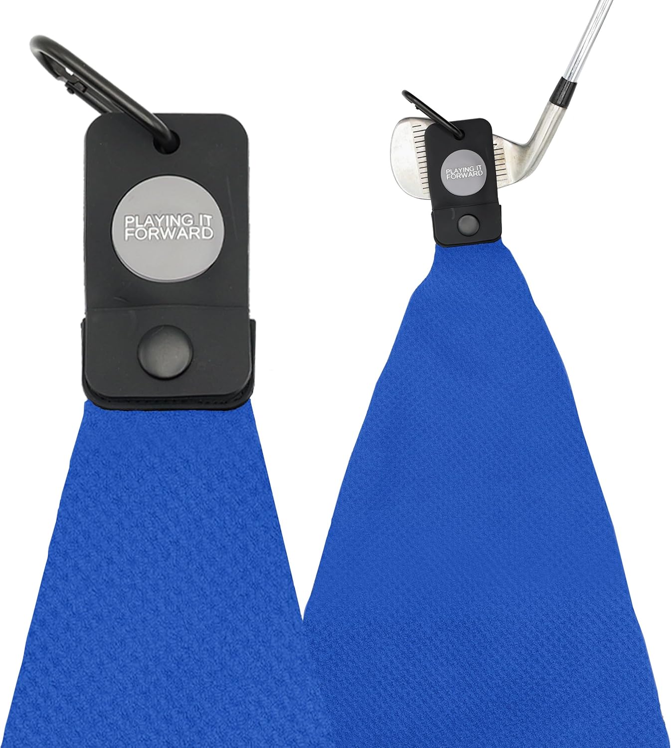Magnetic Golf Towels for Golf Bags with Clip & Ultra Strong Magnet - Waffle Weave Microfiber Towel for Secure Hold on Bags & Carts - Ideal Club Cleaner & Accessories - Bright Blue