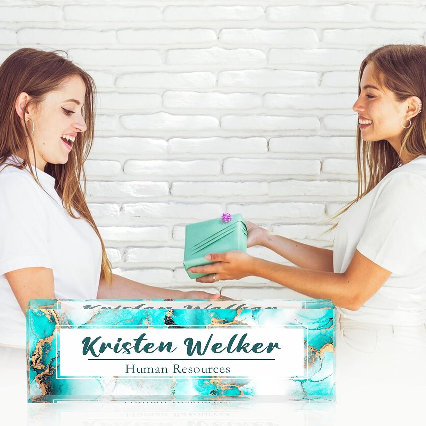 Personalized Name Plate for Desk Custom Acrylic Desk Name Plate Custom Employee Appreciation Gifts Office Gifts for Women, Men, Boss, Coworkers, Teacher, Nurse (Blue 2)