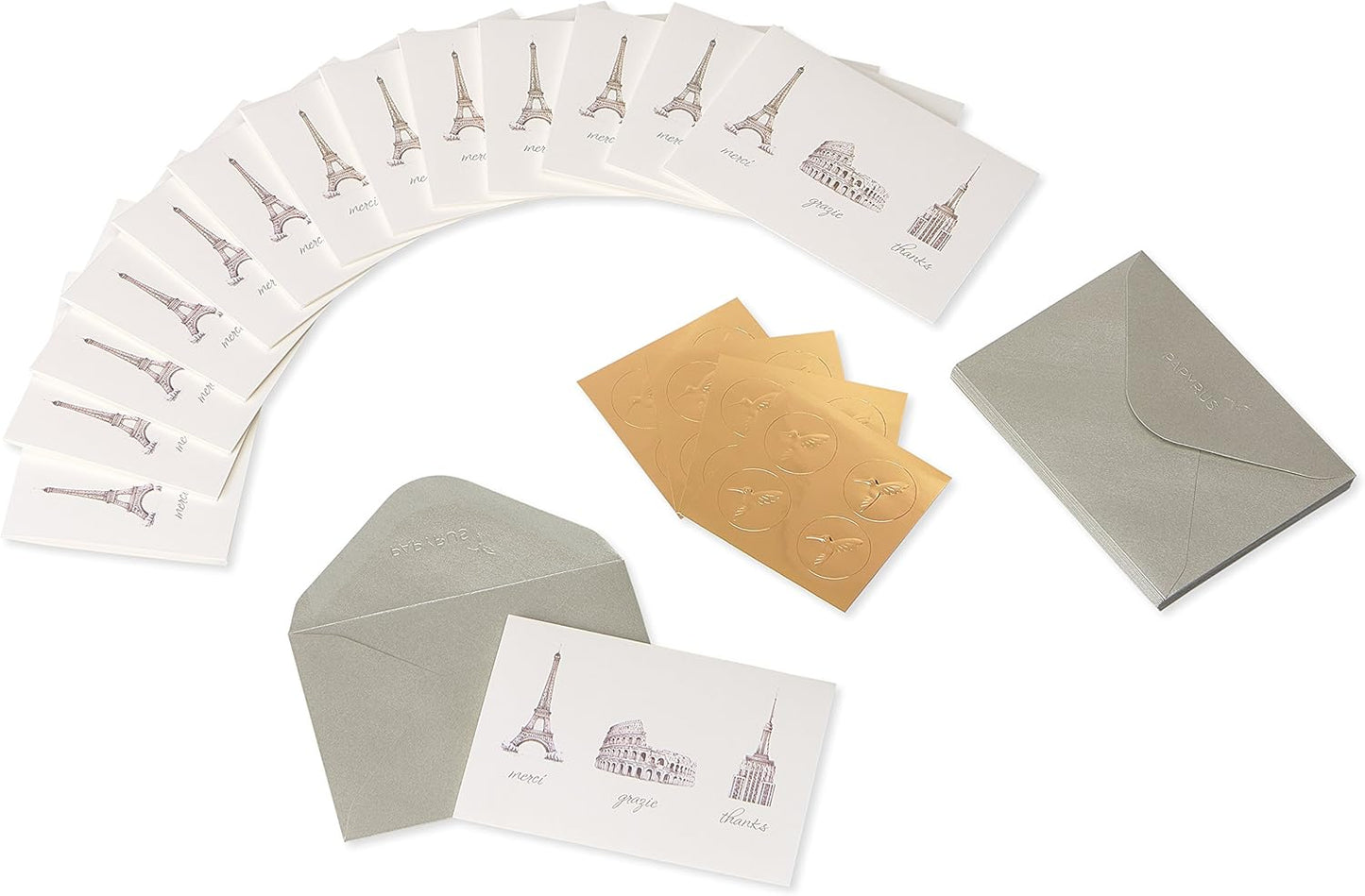 Papyrus Thank You Cards with Envelopes, World Icons (14-Count)