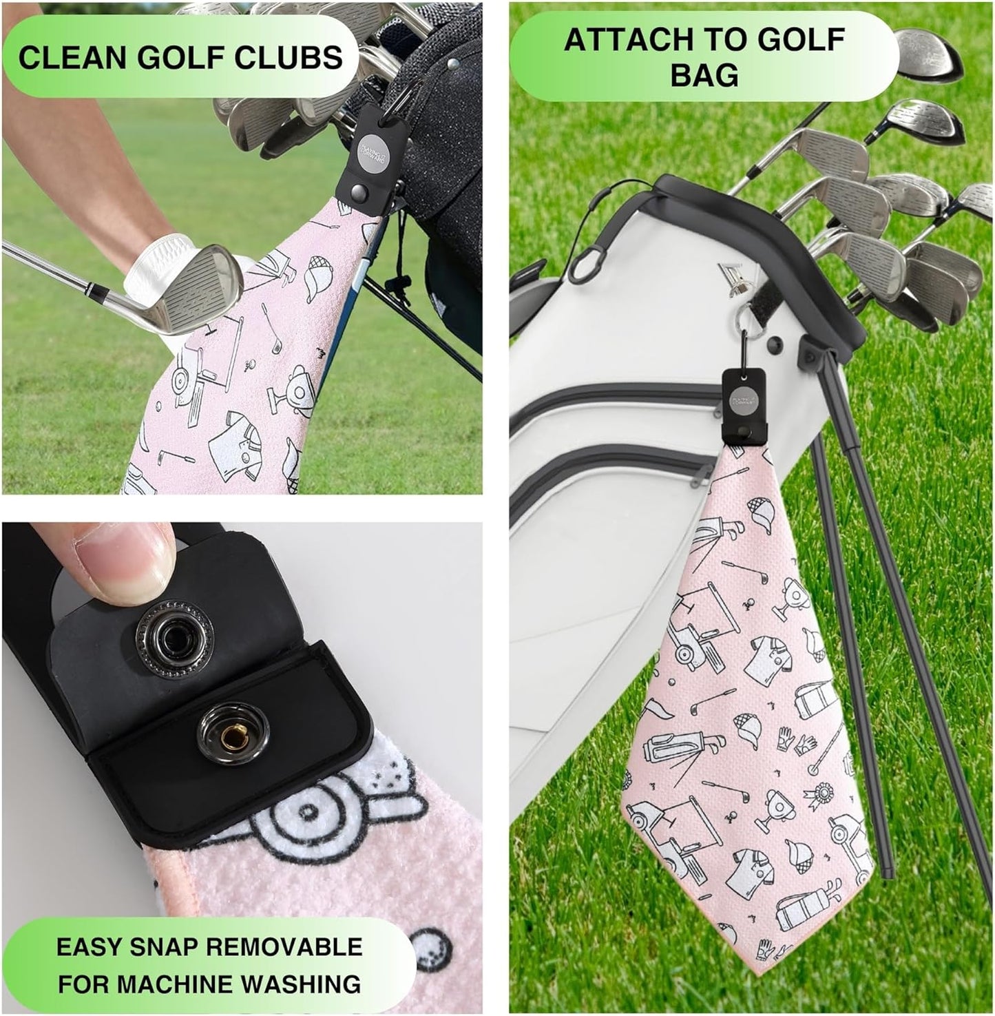 Magnetic Golf Towels for Golf Bags with Clip & Ultra Strong Magnet - Waffle Weave Microfiber Towel for Secure Hold on Bags & Carts - Ideal Club Cleaner & Accessories - Doodle Sketch