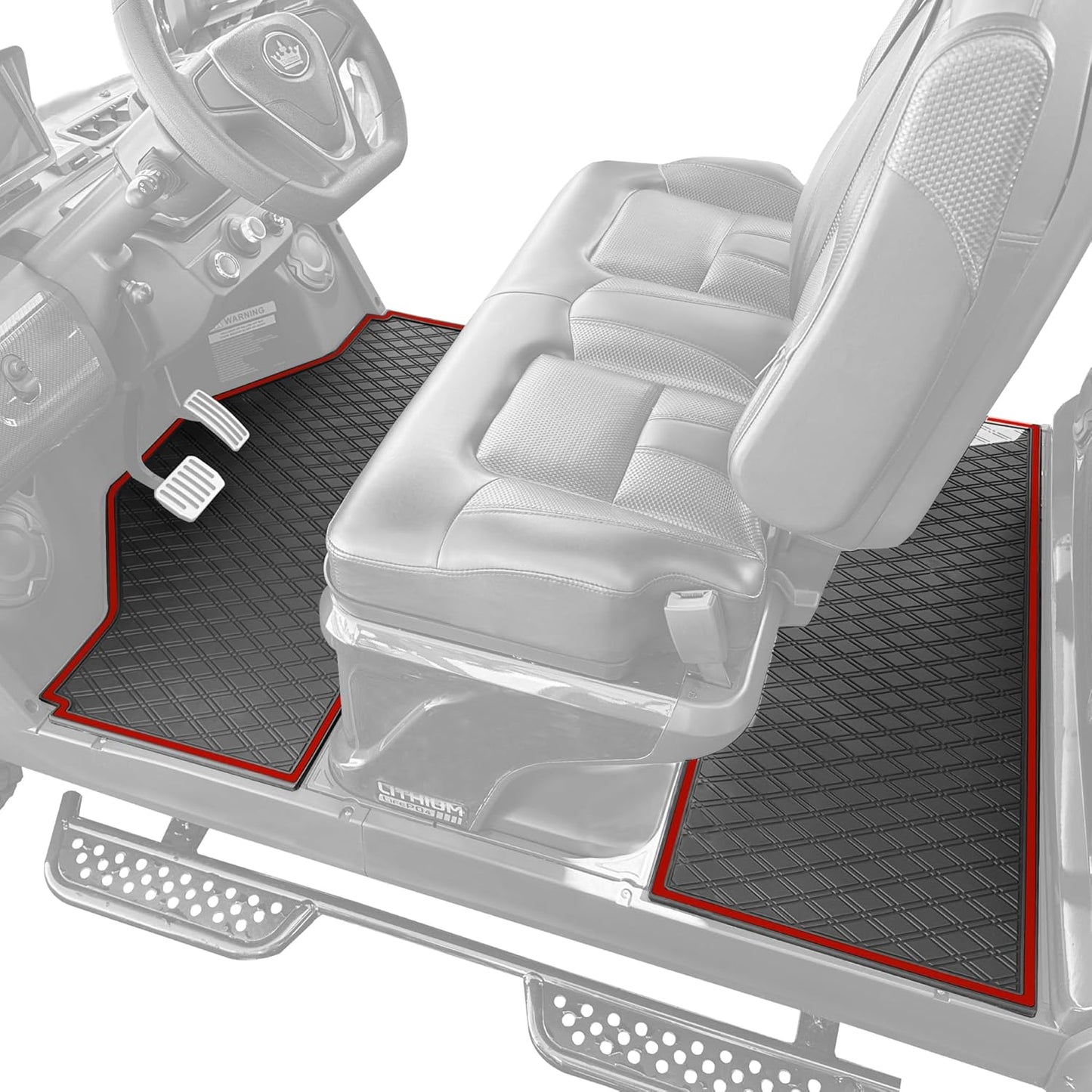 Xtreme MATS Evolution D5 Golf Cart Floor Mat Set- Rubber Double Diamond Design - Fits DMAX, GT 4 & 6, D5 4F (4 Forward Facing) Including Evolution Maverick and Ranger Trims (Flamenco Trim)