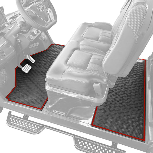 Xtreme MATS Evolution D5 Golf Cart Floor Mat Set- Rubber Double Diamond Design - Fits DMAX, GT 4 & 6, D5 4F (4 Forward Facing) Including Evolution Maverick and Ranger Trims (Flamenco Trim)