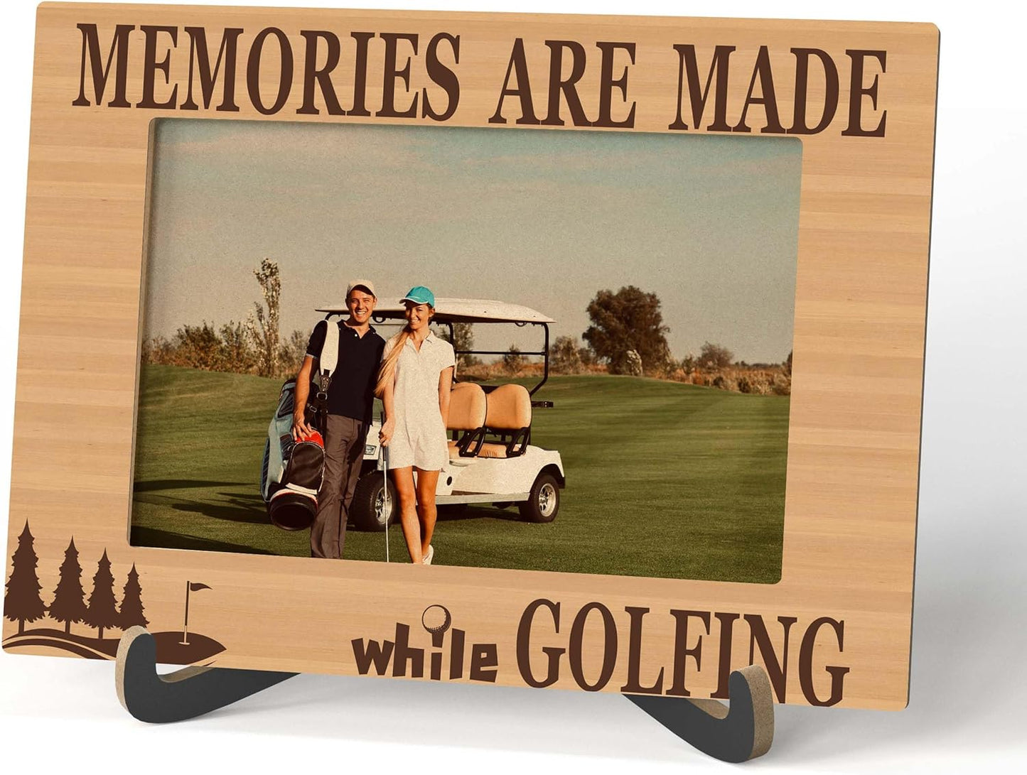 Golf Photo Frame - Sport Themed Wooden Tabletop Picture Frame with Stand - Gifts For Golf Lover - Golf Gifts for Dad Uncle Friends Colleagues - Home Office Desk Decor -A54
