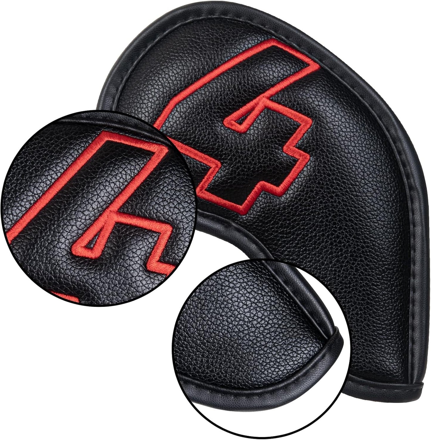 Craftsman Golf 10pcs Red No. on Both Sides Magnetic Closure Classic Black Leather Iron Headcover Covers Set Travel Cases Protector Available Custom with Name