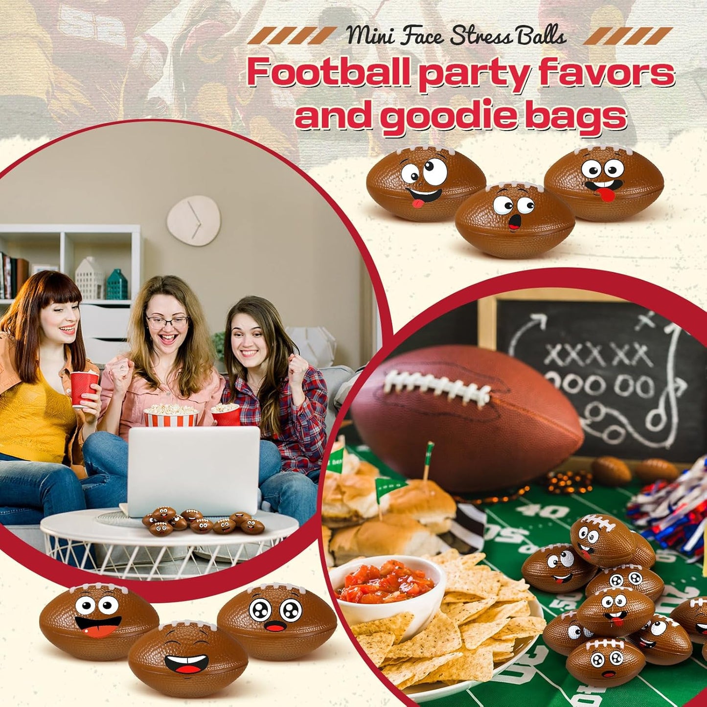 12 Pcs Mini Face Stress Balls for Boys Girls Sport Funny Face Squeeze Foam Balls for Stress and Anxiety Relief for Party Favors Birthday Gift Decoration(Football)