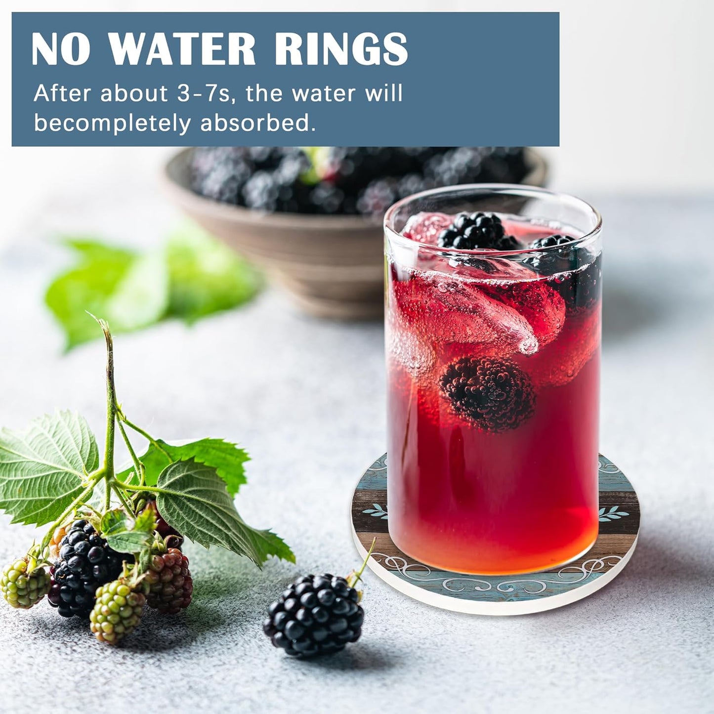 Coasters for Drinks,Set of 4 Absorbent Coasters,Thankful Grateful Blessed Ceramic Coasters with Cork Base,Cup Coaster for Coffee Table Protection,Gifts for Housewarming Birthday