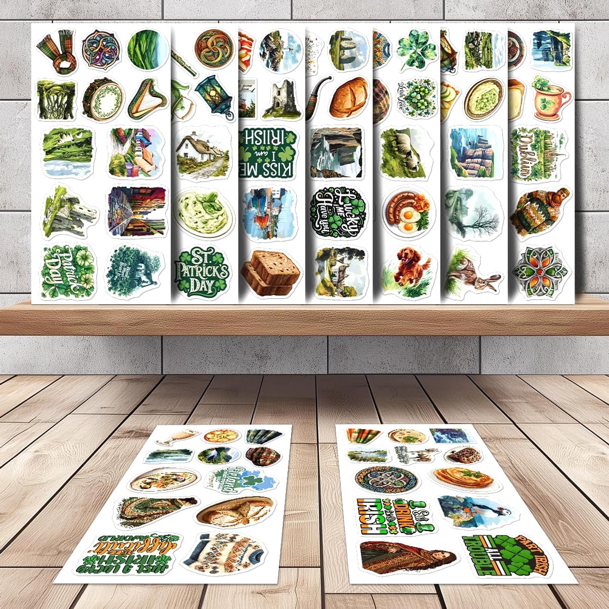 108 PCS Irish Stickers, Waterproof Vinyl Decals, Irish Themed Decorations for Laptop, Water Bottle, Journals, Scrapbooks, Ireland Travel Souvenir Sticker Pack for Teens, Adults
