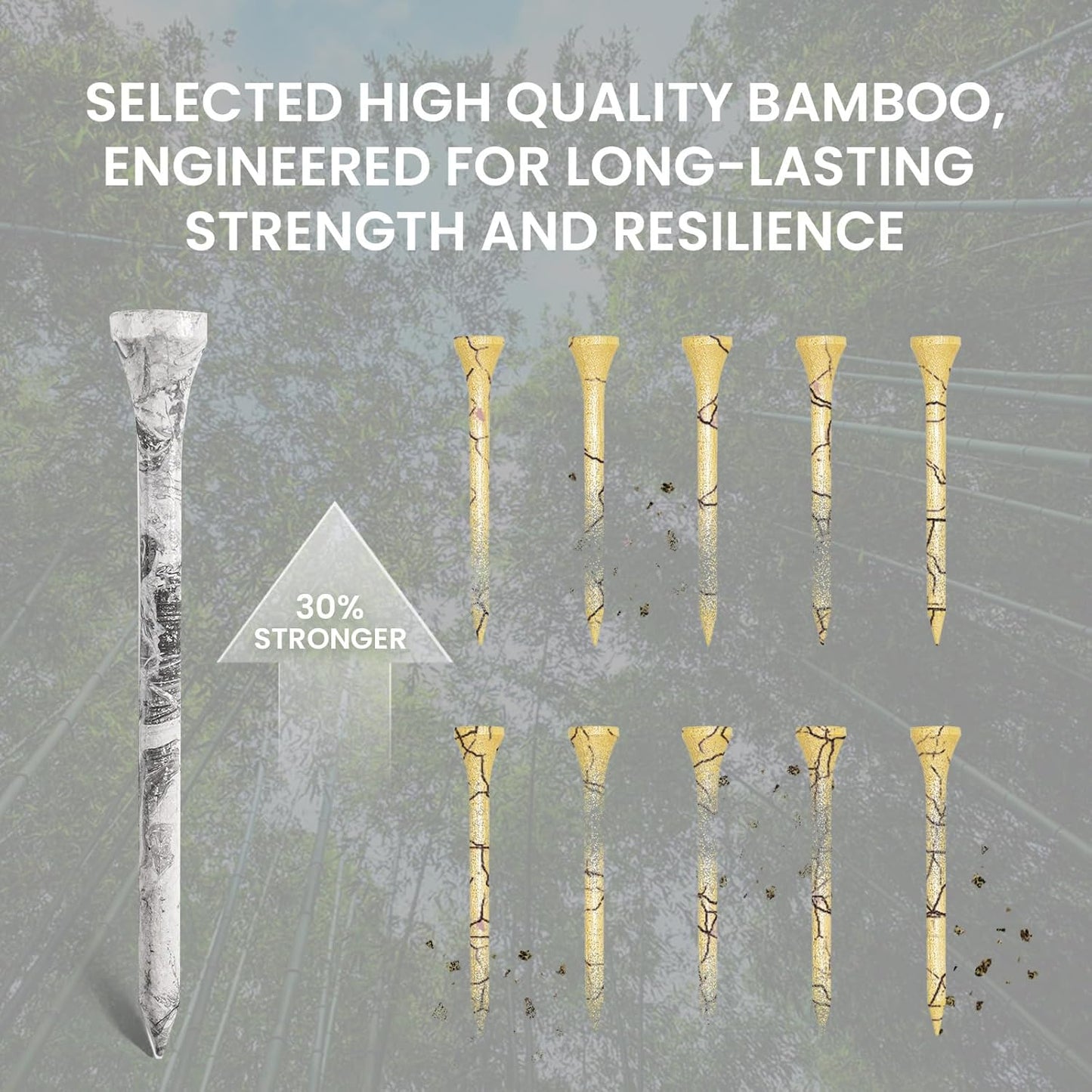 Amy Sport Golf Tees Styllish Bamboo Wooden Coloured Painted Bulk 200 Pack 1 1/2 3 1/4 2 3/4 Inch Tee, Enhanced Visibility Color Purple Pink Green Blue, Practice for Men Women