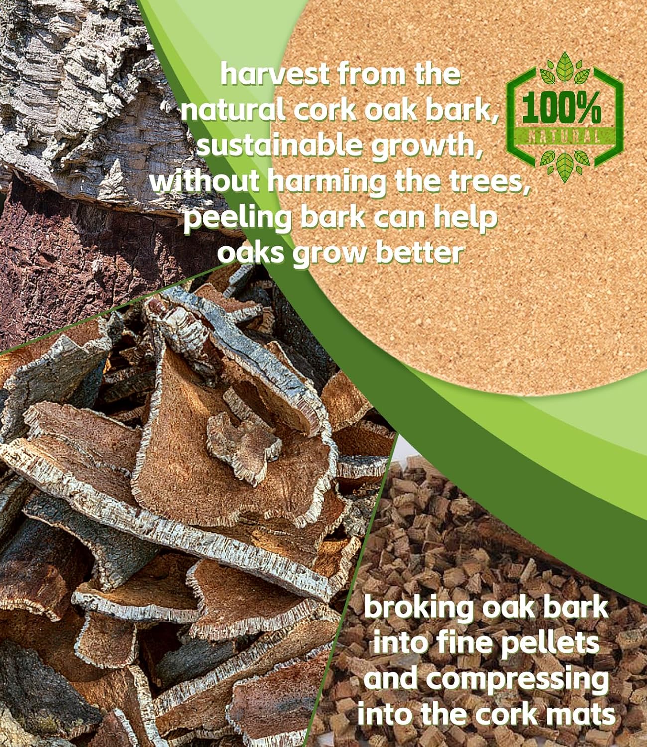 Cork Coasters - Double Layered Thick Cork Planter Coasters, 6 Inch Absorbent Mats, Trivets for Hot Dishes, House Plants - 4 Pcs