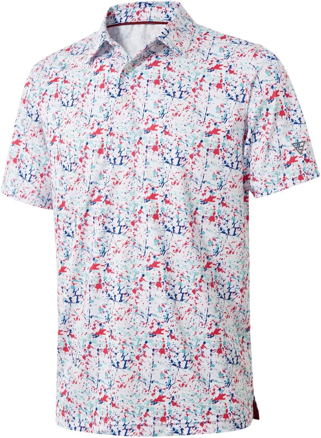 Golf Shirts for Men Dry Fit Short Sleeve Print Performance Moisture Wicking Polo Shirt