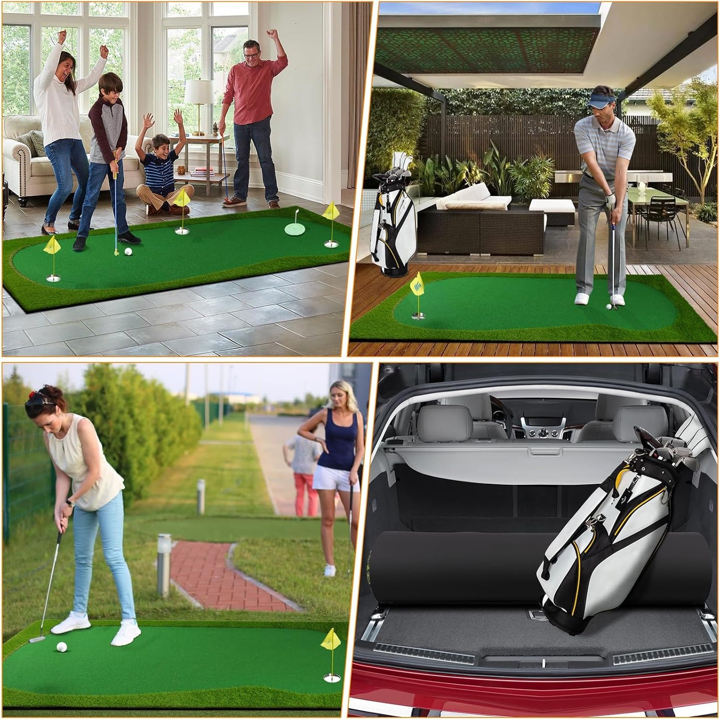 Golf Putting Green Large Golf Mat Practice Indoor Outdoor - 5 x 10 ft Pro Putting Trainer Game for Home Backyard Office