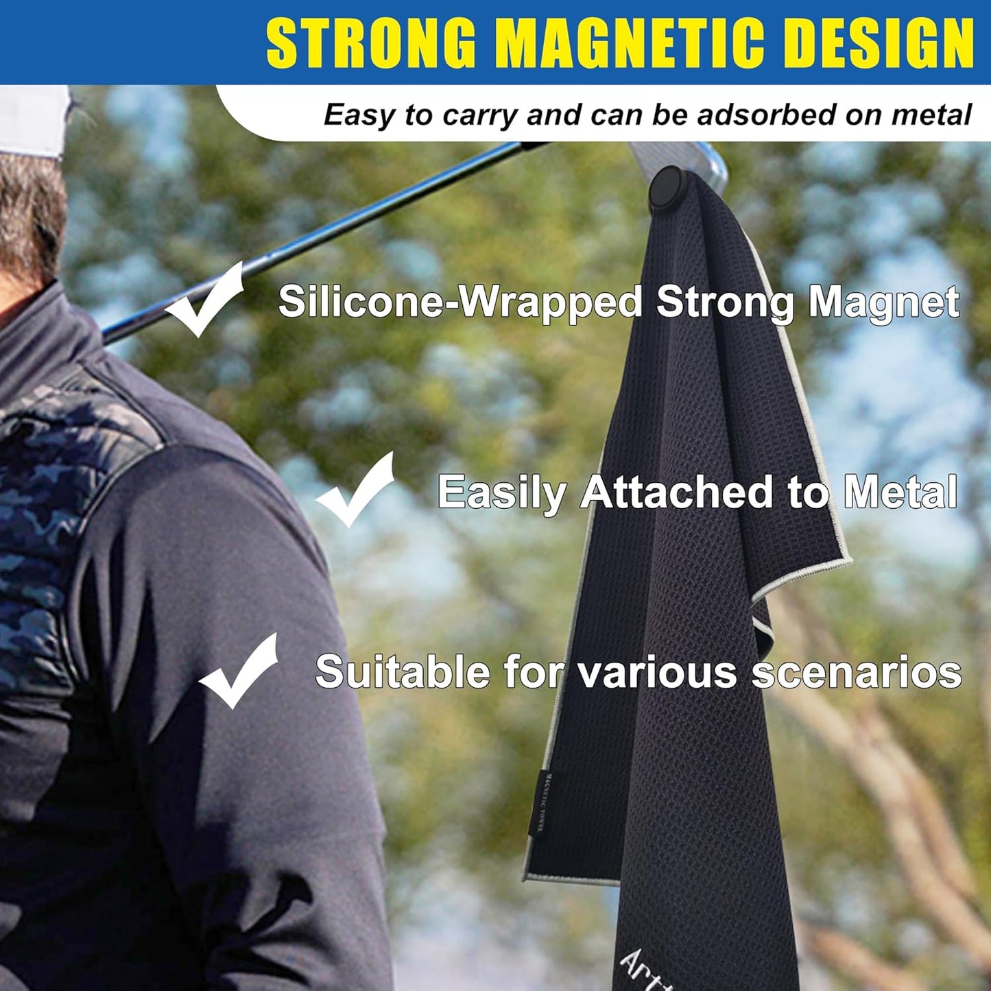 Golf Club Cleaning Kit, Absorbent Golf Towel with Waffle Design and Large Capacity Golf Club Cleaning Spray Brush, Portable Golf Club Cleaner Accessories for Men Women