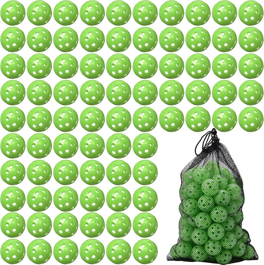 80 Pack Practice Golf Balls Limited Flight 42 mm Golf Training Airflow Hollow Plastic Ball for Women Men Indoor Outdoor Driving Range Swing Practice Home