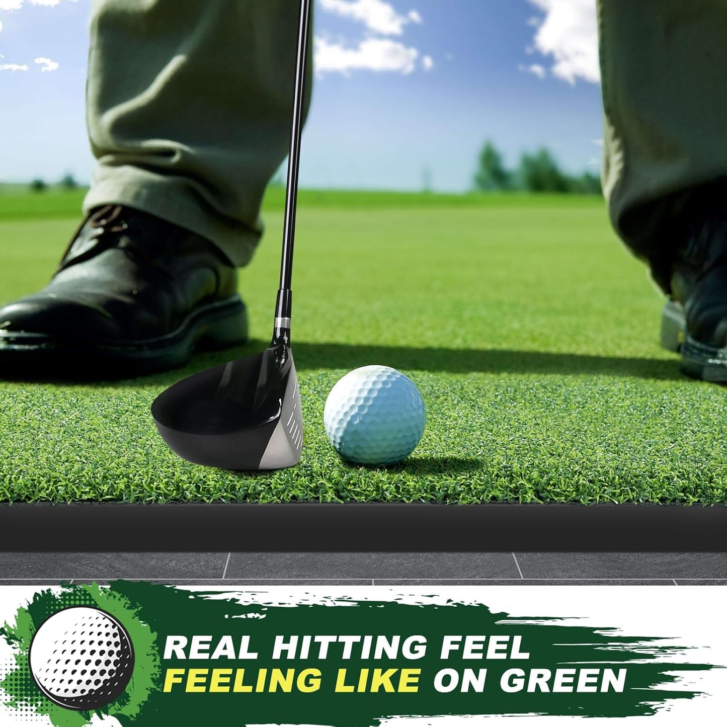 LIBERRWAY Thicken Golf Mat, 5x4ft Practice Turf, Indoor/Outdoor, Training Aid with 9 Golf Balls