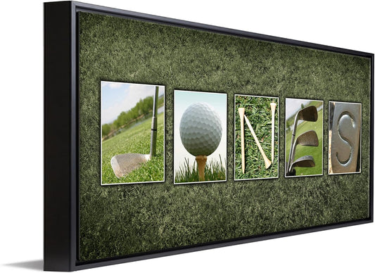 Framed Canvas - Personalized Golf Name Art - Perfect and unique customized gift for the golfer or golf enthusiast
