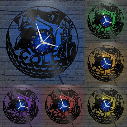 Golf Game Decoration Large Vinyl Wall Clock for Holiday,12 Inches Morden Art Wall Decor for Living Room.Best Gifts for Men/Women/Children(B-with L)