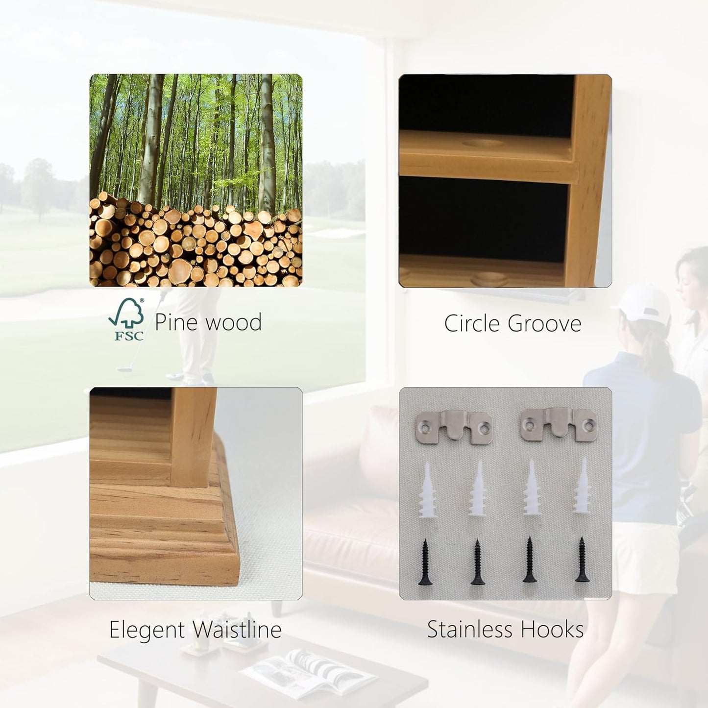 Elegant Golf Ball Display Case - Wall Mount Shadow Box for Store or Exhibition, for Golf Enthusiasts, Solid Wood Organizer Stylish Wall Mount Display Case for Home, Office, or Store