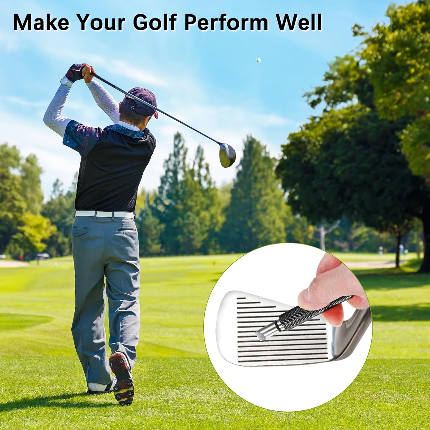 Golf Groove Sharpener - Golf Club Groove Cleaner Generate Optimal Spin Use for Wedges & Irons
