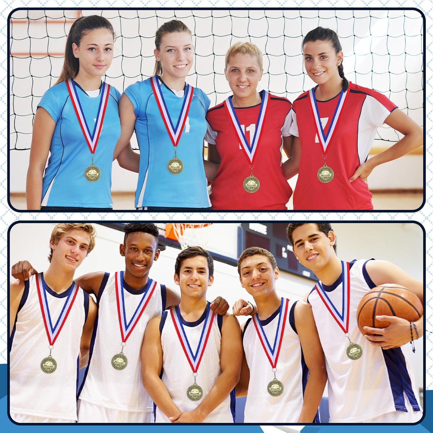 Remuuly 30 Pcs Gold Medals Bulk 2'' Basketball Soccer Baseball Volleyball Football Lacrosse Kickball Cheer Bowling Trophy Medals for Awards for Sports Participation Winner Gift