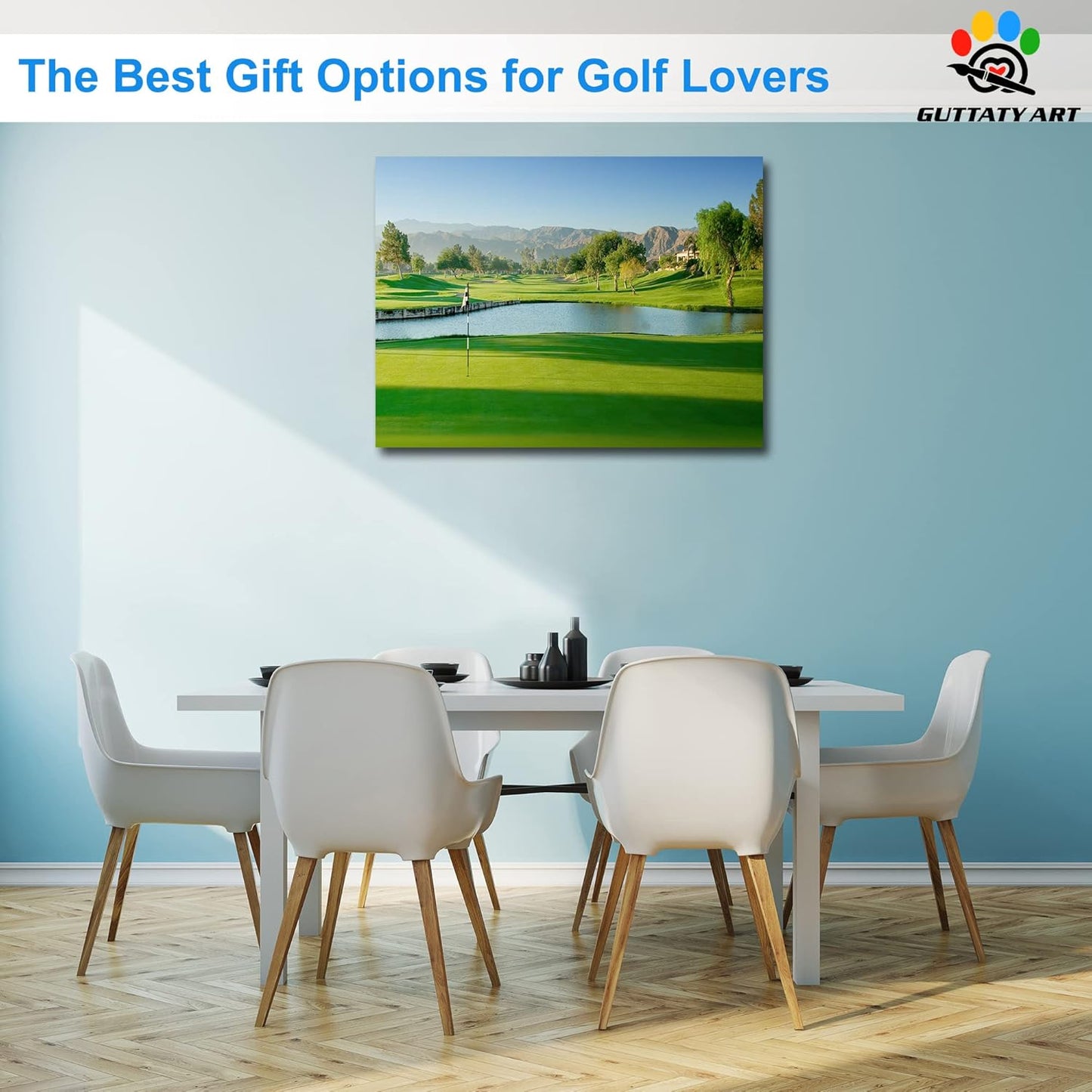 Golf Wall Art, Palm Springs Golf Course Canvas Picture for Living Room Wall Decor, Golf Sports Poster Prints for Gym Home Decoration, Framed Artwork for Office Bathroom Ready to Hang 18x24 Inches