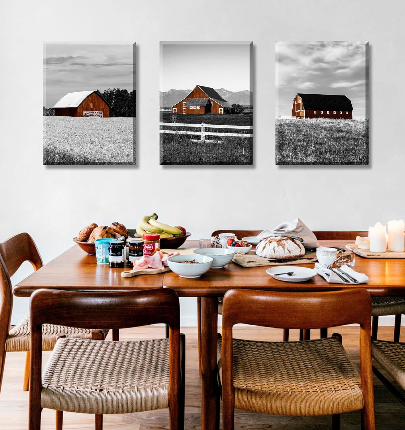 DJSYLIFE Western Wall Decor Farmhouse Barn Vintage Poster Canvas Print 3 Piece Rustic Pictures for Men's Bedroom Home Office Decor 12" Wx16 Hx3pcs