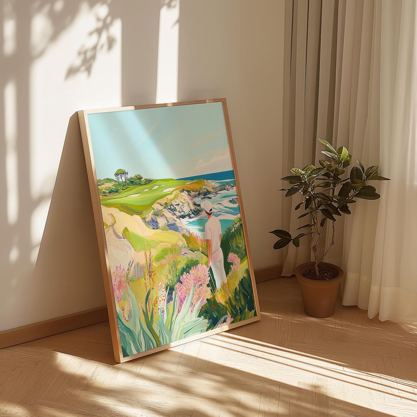 Golf Course Floral Pastel Art Print Posters - Premium Giclee Fine Art Prints - Golf Course Home Decor Posters, Golfer Art Prints for Home and Office Decor - Vintage Aesthetic, Ready to Frame