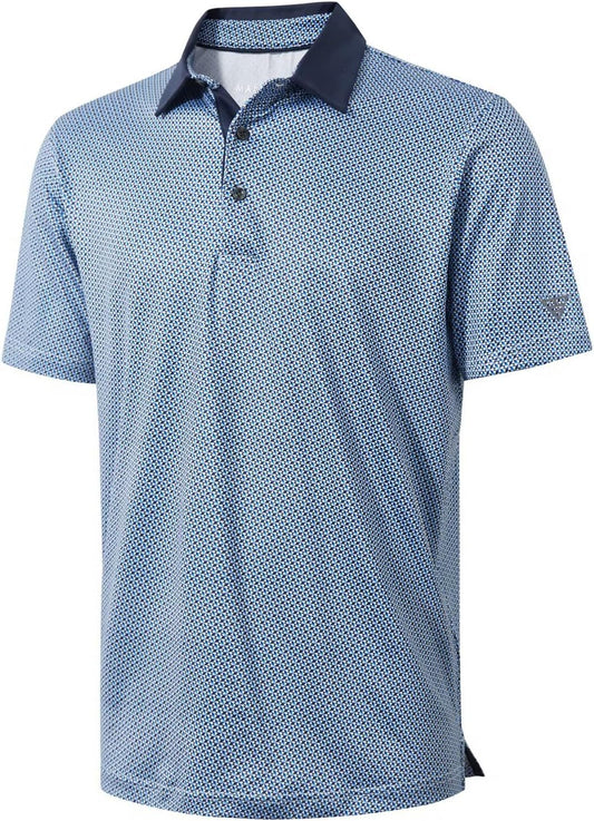 Golf Shirts for Men Dry Fit Short Sleeve Print Performance Moisture Wicking Polo Shirt