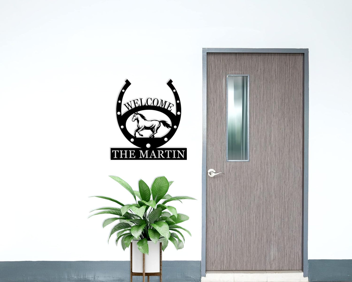 Custom Horseshoe Welcome Metal Sign Personalized Family Name Welcome Sign Last Name Sign Horseshoe Monogram Sign