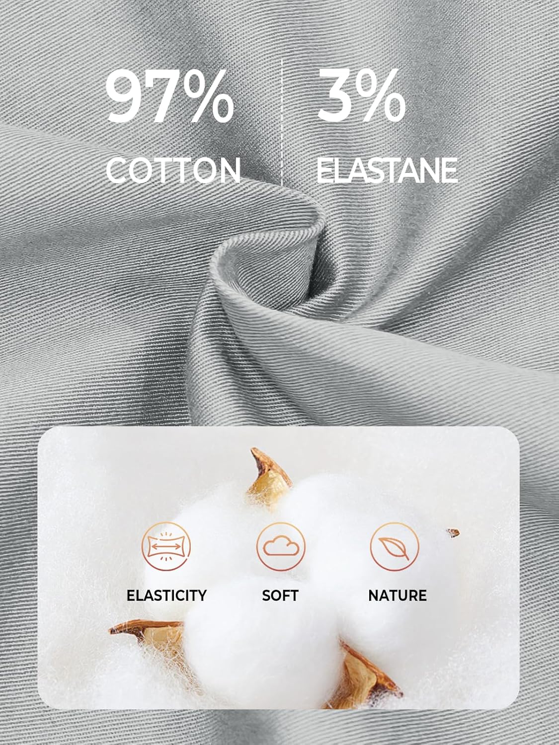 NORTHYARD Mens Casual Shorts-Cotton 9" Golf Hiking Drawstring Elastic Waist Work Shorts with Zipper Pockets