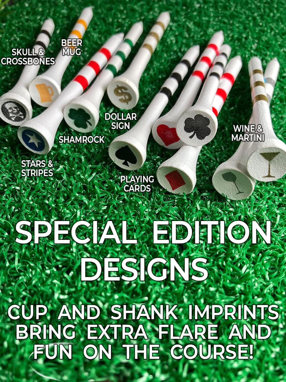 PrideSports 3-1/4" Pride Performance Wood Golf Tees - Special Edition Stars and Stripes - 45 Count - Designed for Less Friction and Longer Drives - Made in The USA